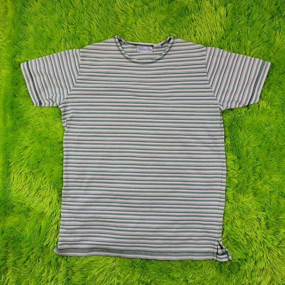 Vintage Willow Bay Green Striped Knit Top, S - Picture 1 of 6